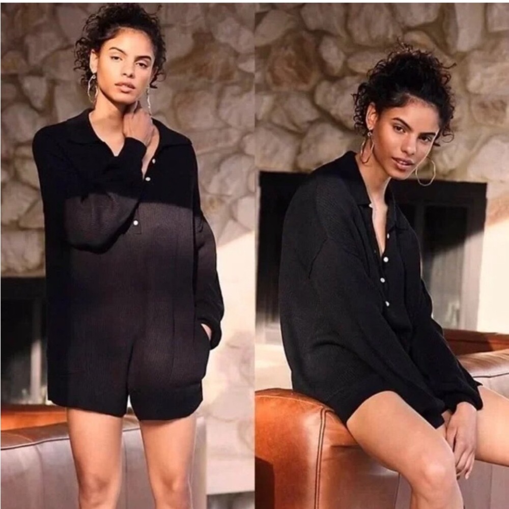 FP Beach Picnic Sweater romper M linen mix oversized Free People boho beach